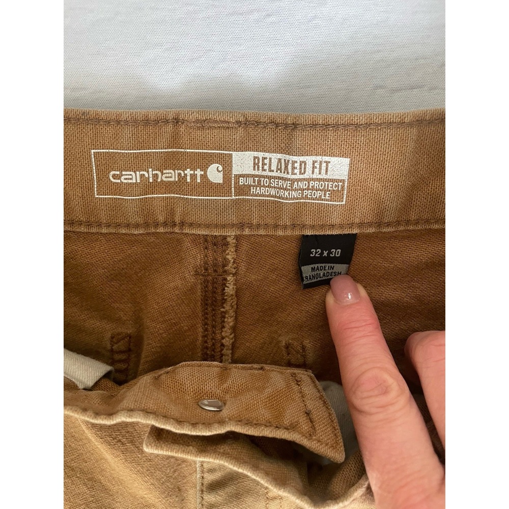 Men's Carhartt Carpenter Pants Workwear Pants Camel Brown 32x29, Trashed - Picture 3 of 5